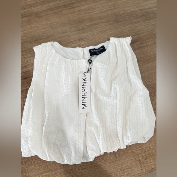 Alexa Bubble Crop Top in White MINKPINK xs - Picture 3 of 4